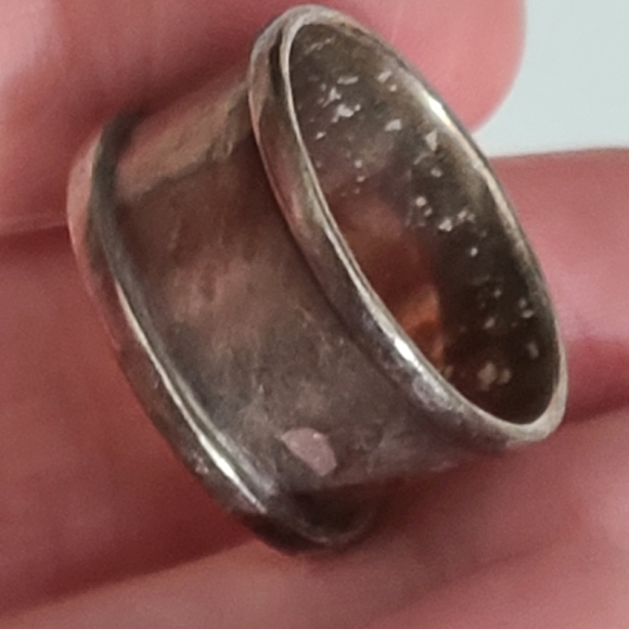 Vintage cigar ring  sz 6 925 sterling silver India cuff aged patina estate - Picture 5 of 8